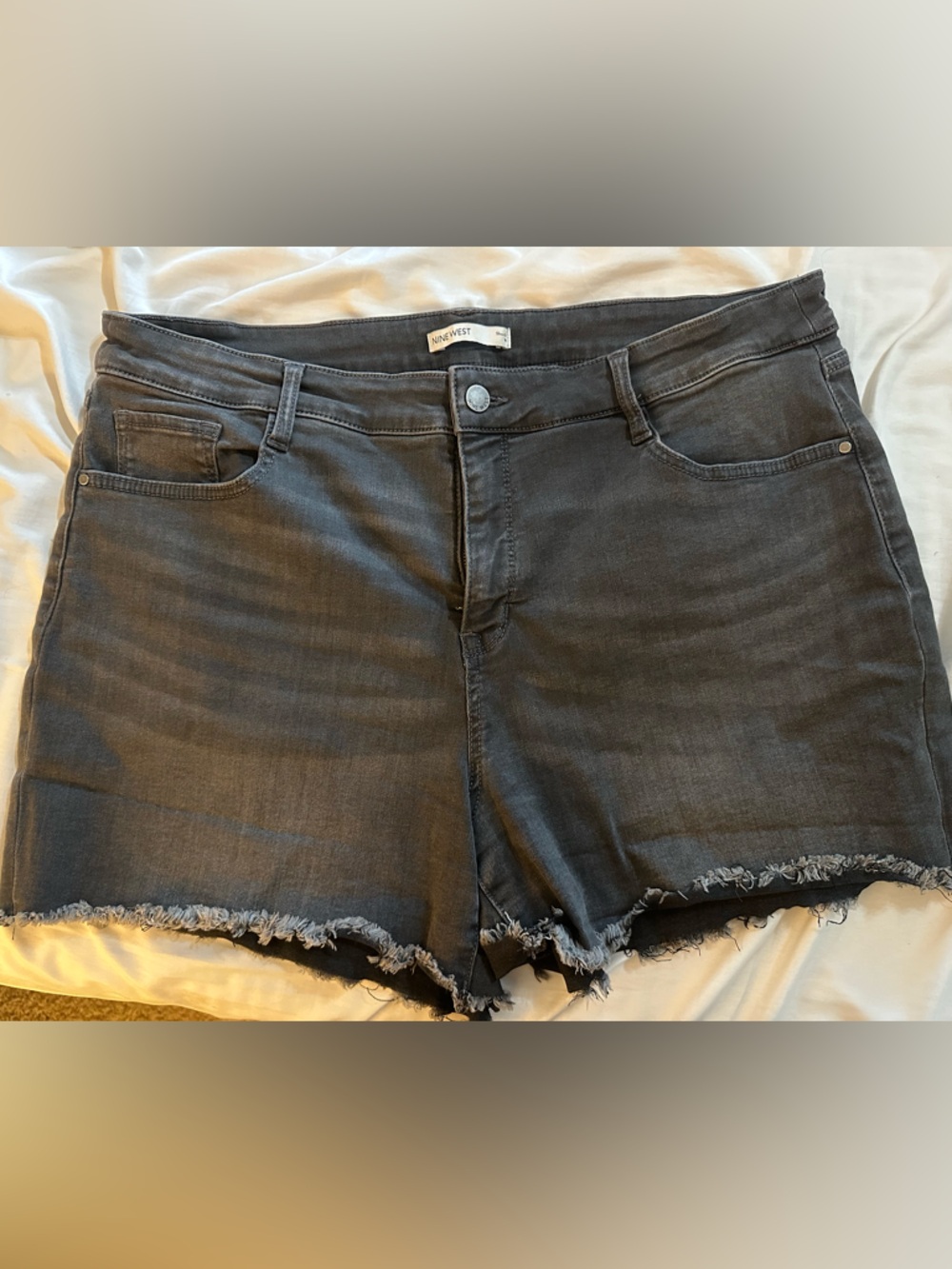 Nine West Charcoal Frayed Hem Shorts